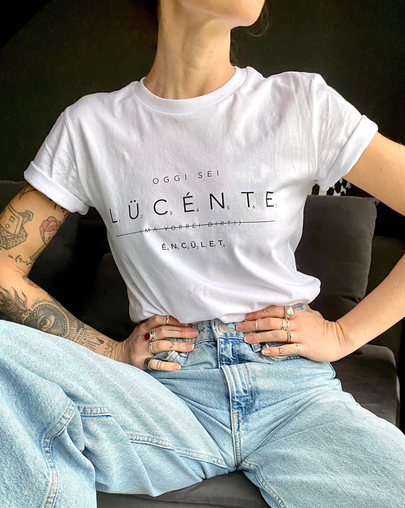 T-shirt bianca "LUCENTE" by lafil design